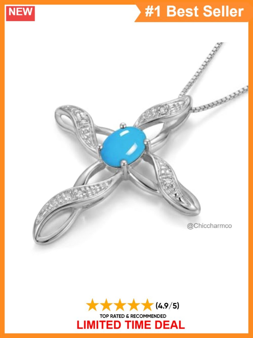 Sterling Silver 925 Cross Necklace Gemstone Diamond Pendant 18" Chain